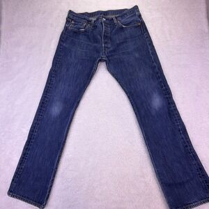 Vintage‎ 501 Button Fly Jeans Mens 34x32 (actual: 34x30.5) Dark Blue Wash